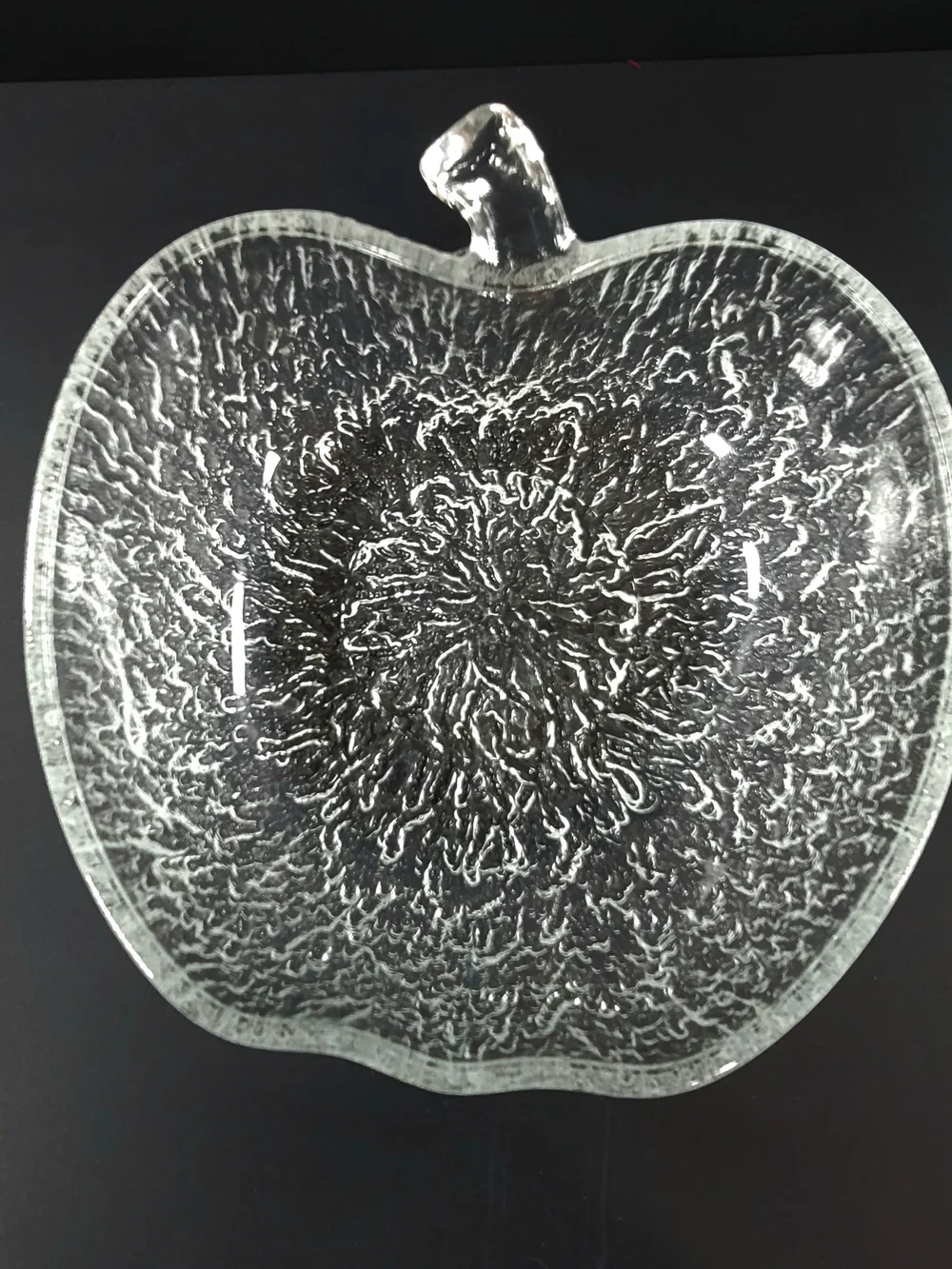 Vintage 1970s Ravenhead Siesta Apple Shaped Glass Textured Bowls 1 Lg & 6 SM